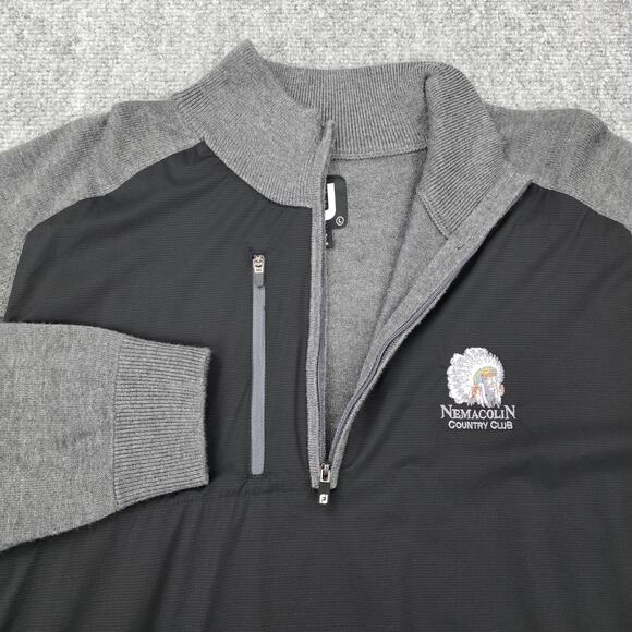 FootJoy Pullover Sweater Mens Large Gray Black Nemacolin Country Club Golf Zip - Picture 1 of 16
